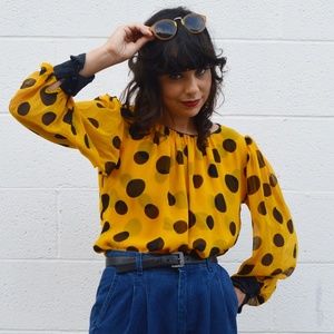 Vintage silk chiffon polkadot blouse